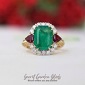 Secret Garden Ring: 18K Gold Zambian Emerald Ring