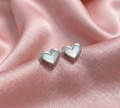 Pearl Essence Heart Studs: 925 Silver Mother-of-Pearl Earrings