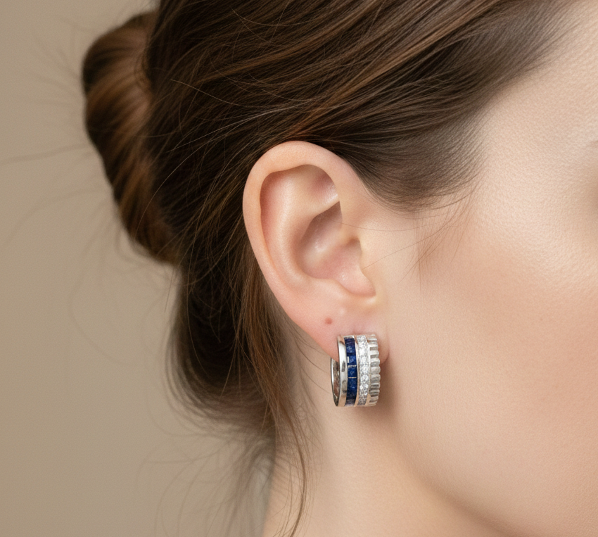 Sapphire Huggie Hoop