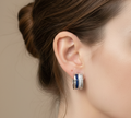 Sapphire Huggie Hoops: 925 Silver Blue Crystal Huggie Earrings