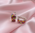 Lovecanvas Hoops: 925 Silver Colourful Enamel Hoop Earrings