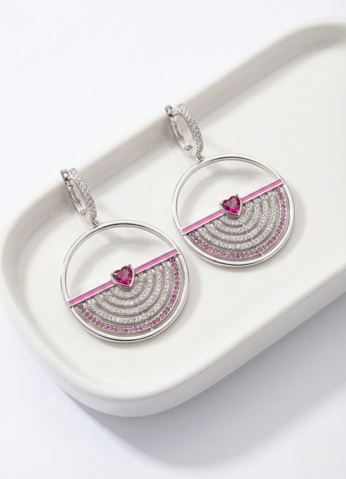 Circle of Love Earrings: 925 Silver Pavé Open-Circle Earrings