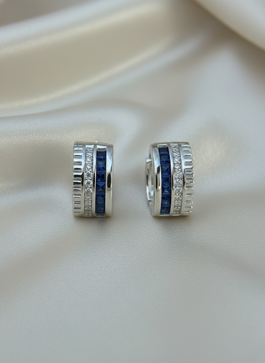 Sapphire Huggie Hoop