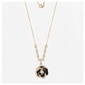 Black Rose Pendant: 925 Sterling Silver Black Enamel Necklace