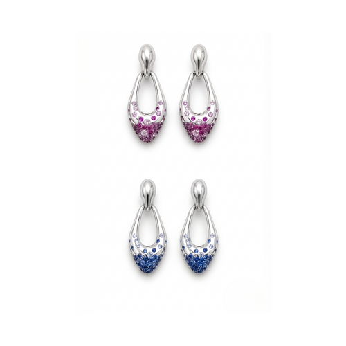 Bypass Danglers: 925 Silver Pavé Teardrop Drop Earrings