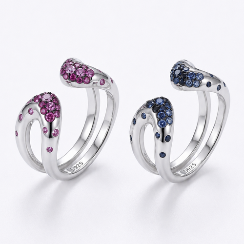 Bypass Ring: 925 Silver Pavé Cluster Statement Ring