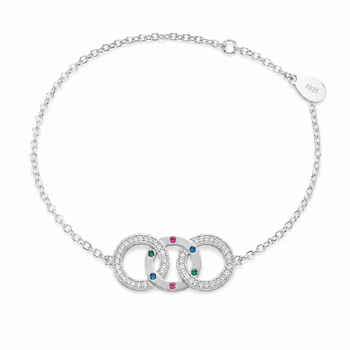 Cosmic Link Bracelet: 925 Silver Pavé Interlinked Circle Bracelet, view 2
