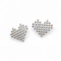 Digital Love Studs: Gold-Plated 925 Silver Pixel Heart Earrings, view 2