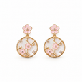 Flora Earrings: Gold-Plated 925 Silver Pink Enamel Drop Earrings