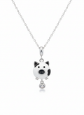 Piggy Pendant: 925 Sterling Silver Enamel Pig Charm Necklace