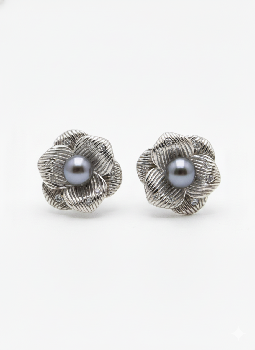 Moonlit Bloom Stud Earrings