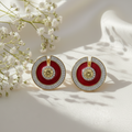 Cherry Glow Hoops: Gold-Plated 925 Silver Red Enamel Hoops