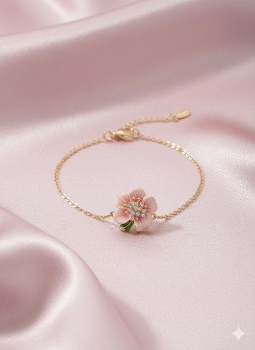 Cherry Blossom Whisper Bracelet: 925 Sterling Silver Bracelet, view 2