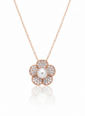 Pearl Pendant: Rose Gold-Plated 925 Silver Flower Necklace