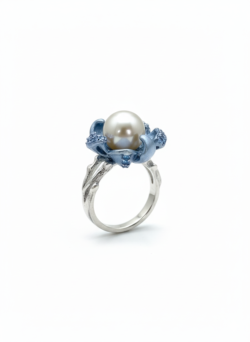 Moonlit Aqua Bloom Ring