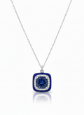 Midnight Tide Pendant: 925 Silver Blue Sapphire Enamel Necklace