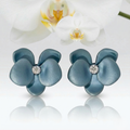 Serene Bloom Titanium Studs: Powder Blue Hypoallergenic Earrings