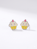 Cupcake Studs: 925 Silver Enamel Cupcake Kids Earrings, view 4