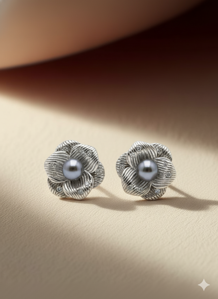 Moonlit Bloom Stud Earrings
