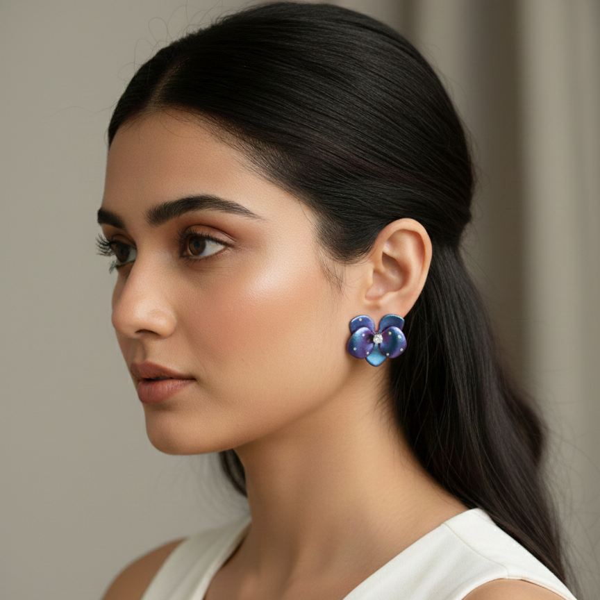Midnight Bloom Titanium Studs