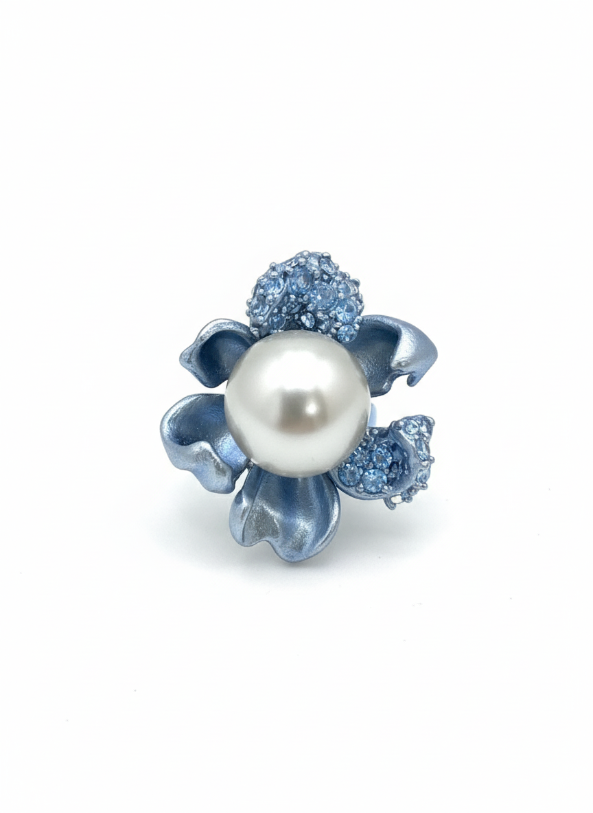 Moonlit Aqua Bloom Ring