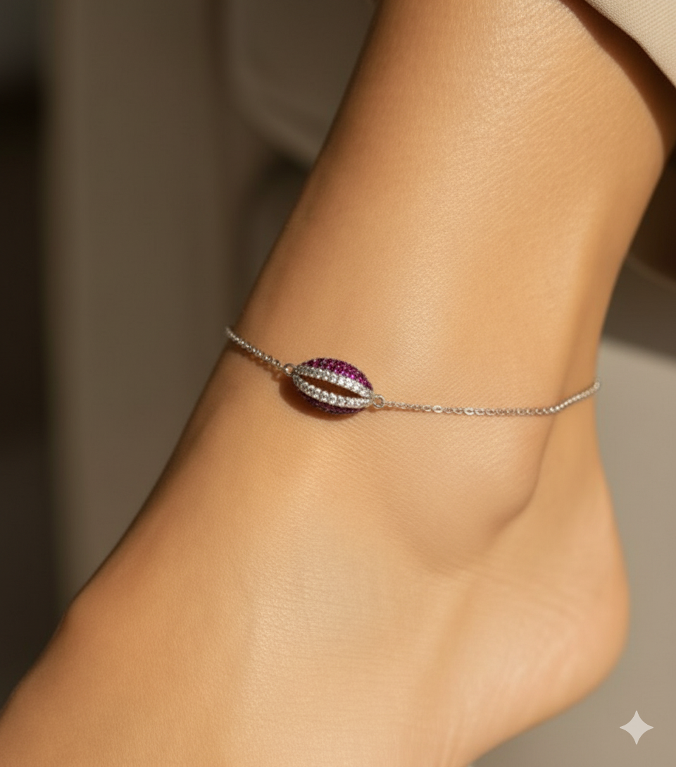 Ruby Cowrie Anklet
