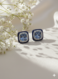 Midnight Tide Studs: 925 Silver Blue Sapphire Enamel Earrings