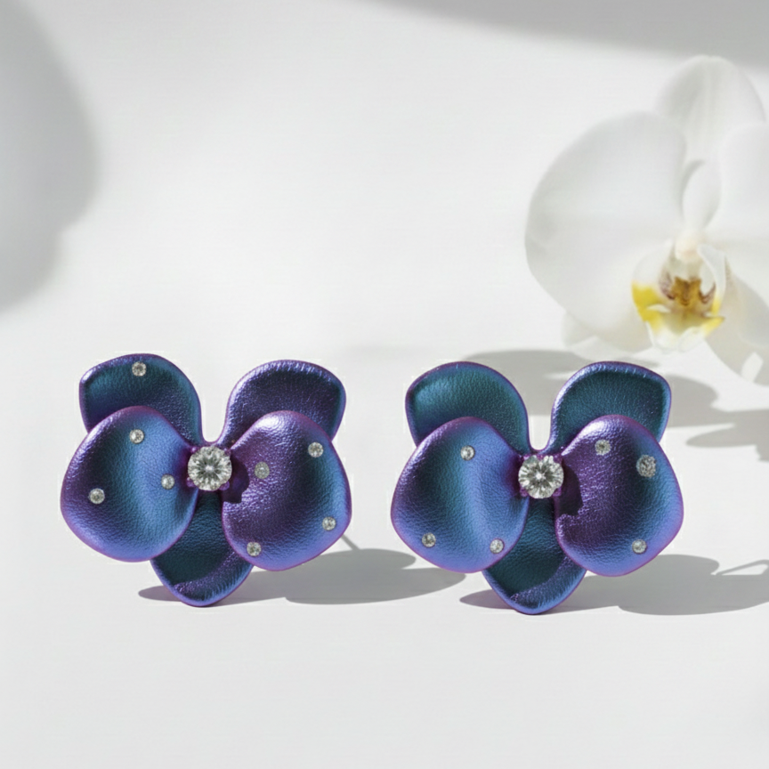 Midnight Bloom Titanium Studs