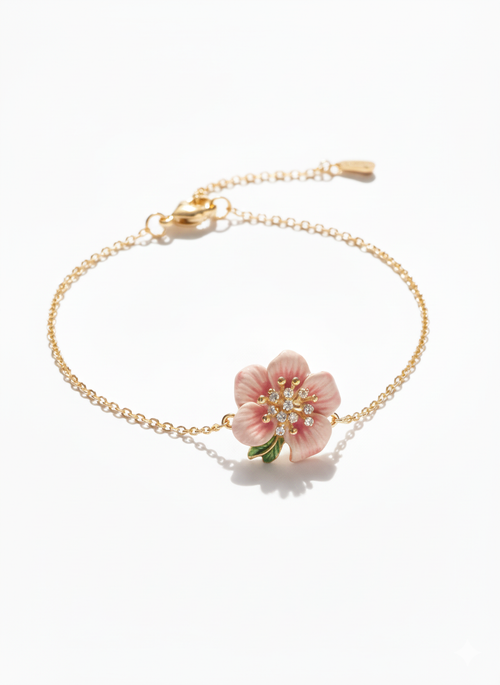 Cherry Blossom Whisper Bracelet: 925 Sterling Silver Bracelet