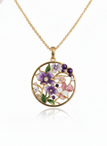 Floral Bloom Pendant: 925 Sterling Silver Enamel Flower Necklace