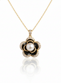 Noir Bloom Pendant: Gold-Plated 925 Silver Flower Necklace