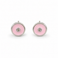Horizon Studs: 925 Sterling Silver Pink Enamel Earrings