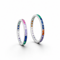 Multicolour Ring: 925 Silver Rainbow Stone Eternity Band