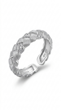 Nyra Ring: 925 Silver Basket-Weave Adjustable Ring, view 2