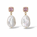Rose Pearl Drops: Gold-Plated 925 Silver Baroque Pearl Earrings