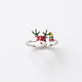 Reindeer Joy Ring: Gold-Plated 925 Silver Enamel Reindeer Ring