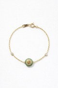 Sunlit Bracelet: Gold-Plated 925 Silver Olive Green Stone Bracelet