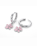 Blossom Drop Earrings: 925 Silver Pink Enamel Kids Earrings