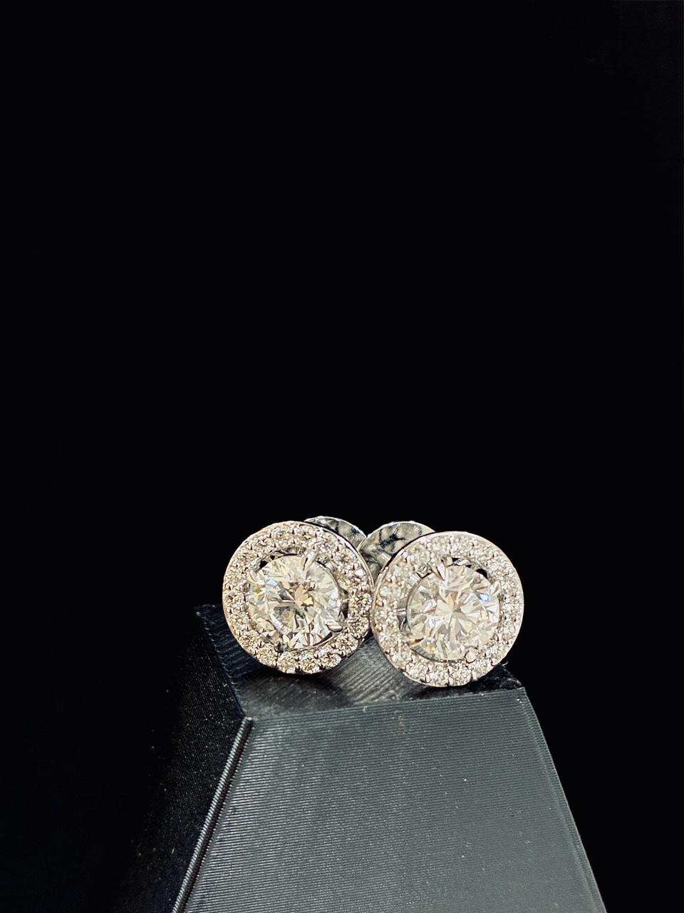 Diamond Studs: 18K White Gold Lab-Grown Diamond Earrings