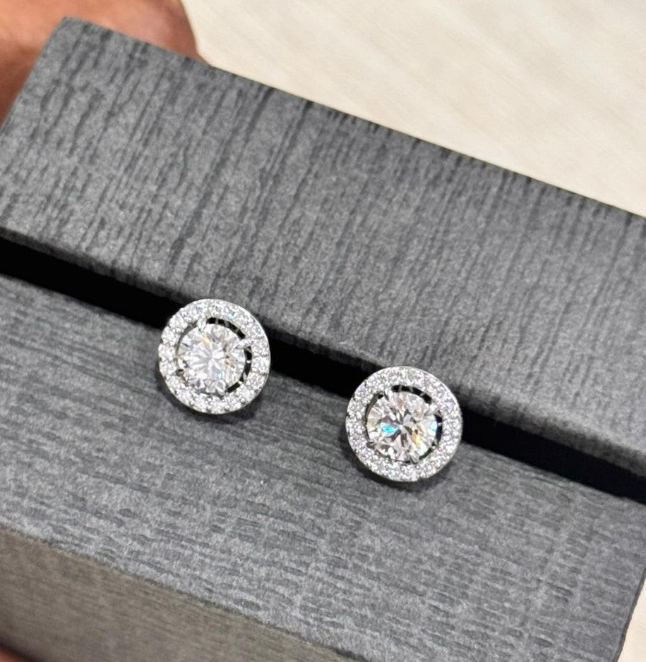Diamond Studs: 18K White Gold Lab-Grown Diamond Earrings, view 3