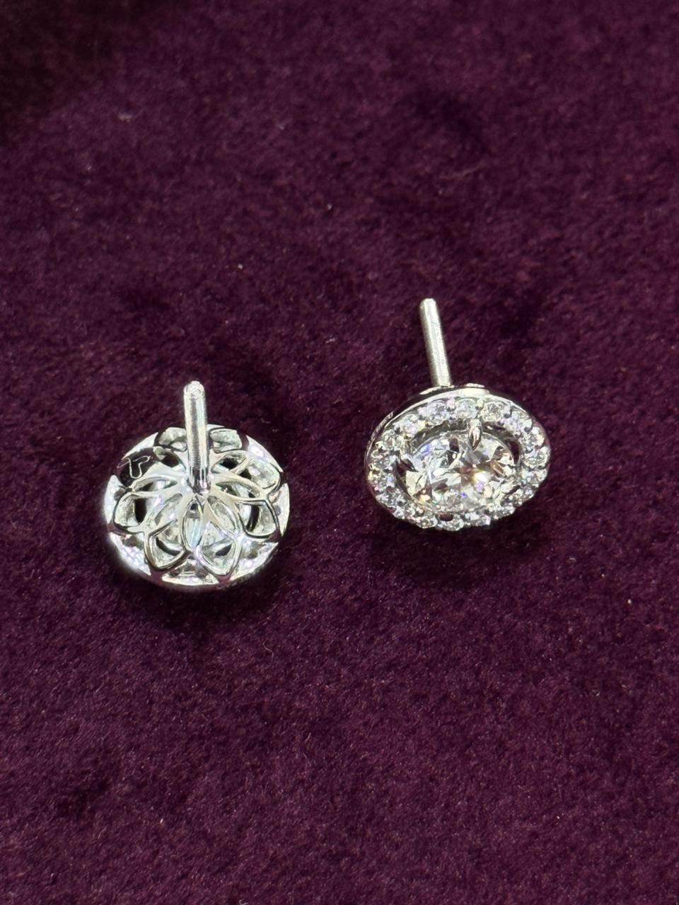 Diamond Studs: 18K White Gold Lab-Grown Diamond Earrings, view 2