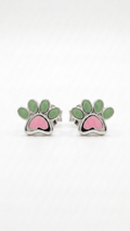 Paw Studs: 925 Silver Pastel Enamel Paw Print Kids Earrings